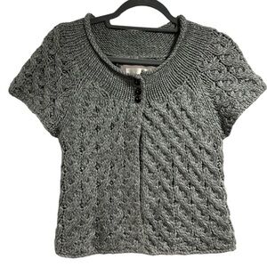 Kaisely sweater knit gray short sleeve alpaca wool acrylic blend‎ small